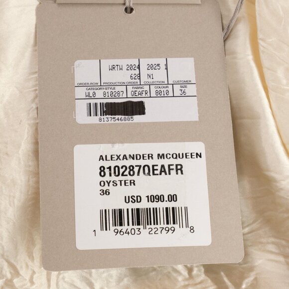 Alexander McQueen Asymmetrical Ruched Smashed Satin Top, Oyster, IT 36 (US 0) - Picture 10 of 14